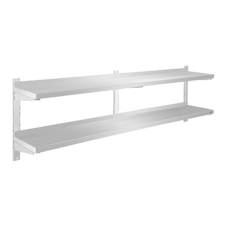Royal Catering - Wandregal Wandbord (2 Flächen, 180 cm lang, 30 cm tief, 2 x 3,5 cm dick, Höhenverstellbar, Wandmontage, Edel