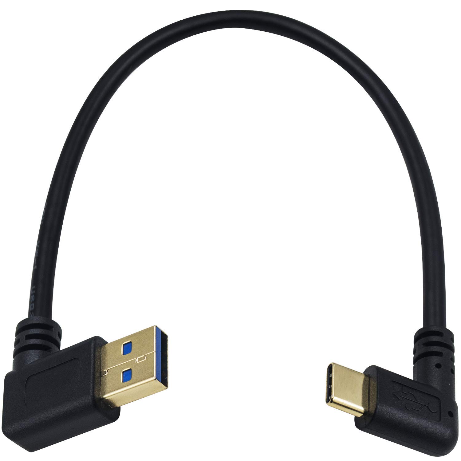 Maxhood Short USB Type C Charging Cable, Right Angle USB A to USB C Cable, USB Type C Connector (Male) USB Type A Connector (Male)-25CM/10 Inch (Right Angle USB C)