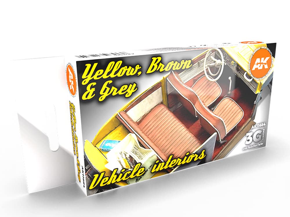 AK Interactive AK11684 Yellow, Brown & Grey Vehicle Interiors Colors Set 6x17ml
