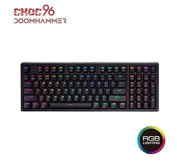 Doomhammer Choc 96 Mechanische Gaming-Tastatur – True RGB Hintergrundbeleuchtung, Hot Swappable Tasten, NKRO Schwarz schwarz 