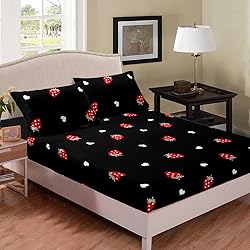 Erosebridal Strawberry Bed Sheet Queen Size Red and