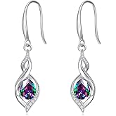 HPQQ Birthstone Earrings for Women 925 Sterling Silver Infinity Love Jewelry Anniversary Birthday Gifts for Her Mom Wife Girlfriend