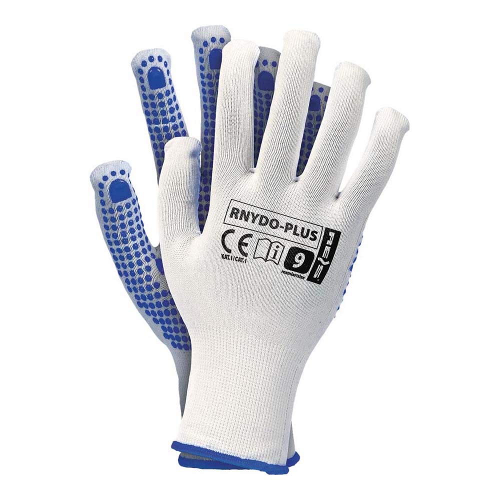 Reis Rnydo-Plus7 Protective Gloves, White-Blue, 7 Size, Pack of 12