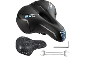 YOUNGDO Bike Seat, Bicycle Saddle Comfortable Soft Wide Road Bike Gel Saddles,Breathable Mountain Bike Seat,Suitable for MTB Mountain Bike,Folding Bike,Road Bike,Spinning Bike, Exercise Bikes