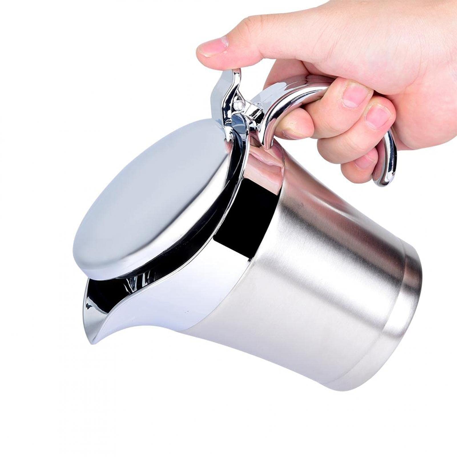 450ML/750ML 304 Stainless Steel Thermal Sauce Pot Double Wall Insulated Gravy Boat Pot Serving Jug Bucket for Juice Tomato Sauce Kitchen Supplies(750ML)