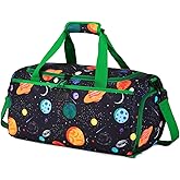 Kids Duffle Bag,VASCHY Travel Bag for Boys Water Resistant Overnight Duffle Gym Sport Dance Bags with Shoes Compartment Dry and Wet Pocket Carry On Weekender Bag Green Space