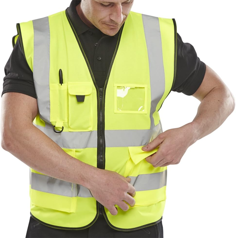 Beeswift Executive Hi Vis Waistcoat Saturn Yellow Large EN ISO 20471 Class 2