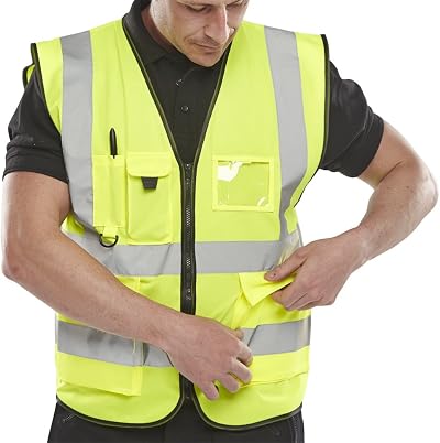 Beeswift Executive Hi Vis Waistcoat Saturn Yellow Large EN ISO 20471 Class 2