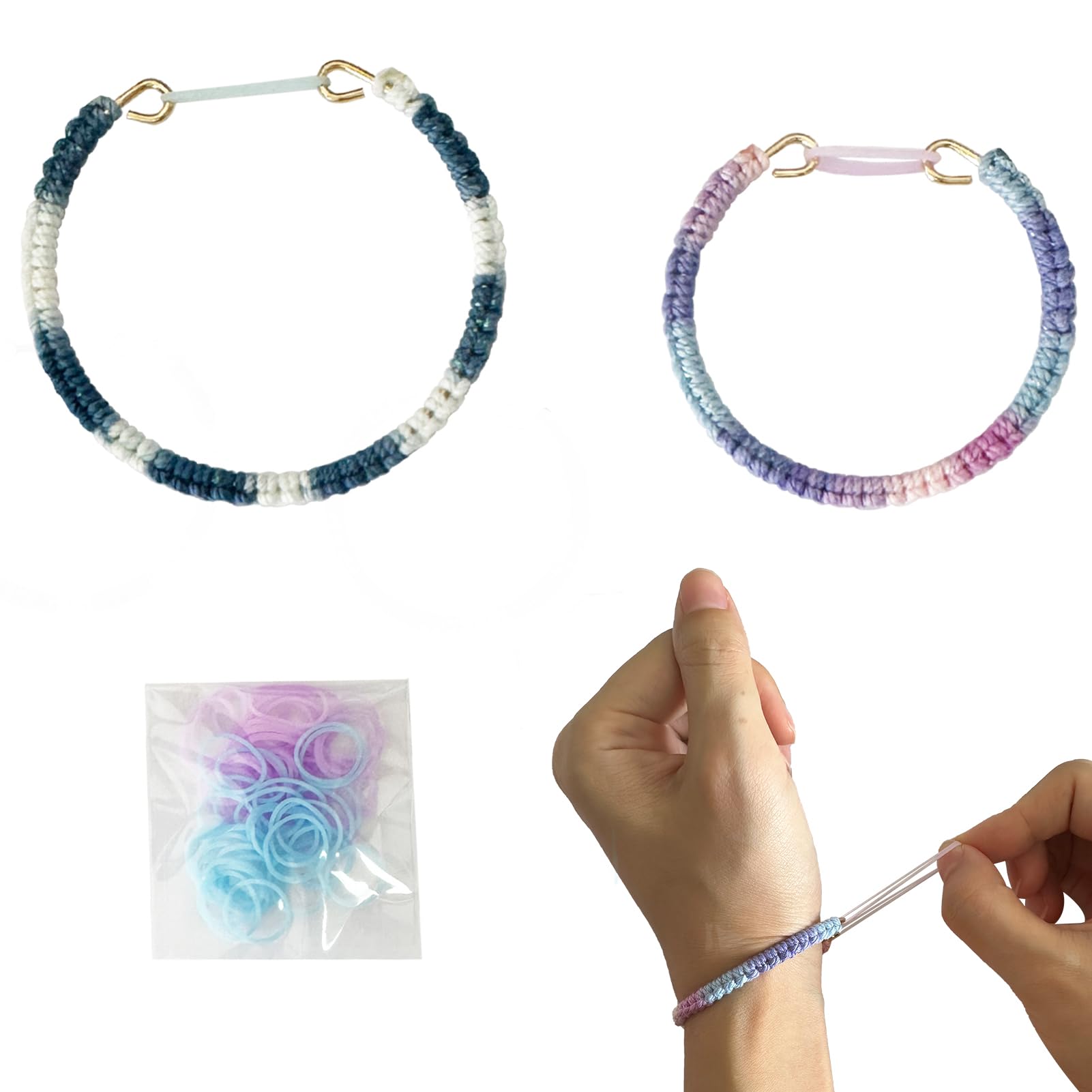 Photo 1 of 2 Pack Handmade Anxiety Bracelet Fidget Cuff with Rubber Band Picking Fidget Adult Mindfulness CBT Tool for Anxiety Skin Picking