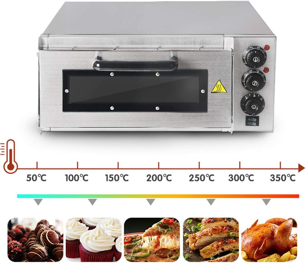 350°C Fornetto elettrico in acciaio inox alla Pietra refrattaria Back  Surface GZZT Forno per Pizza Elettrici Fornetti 400 X 400 mm professionale  2000W Gastro pietra forno Fornetti elettrici per pizza Casa e