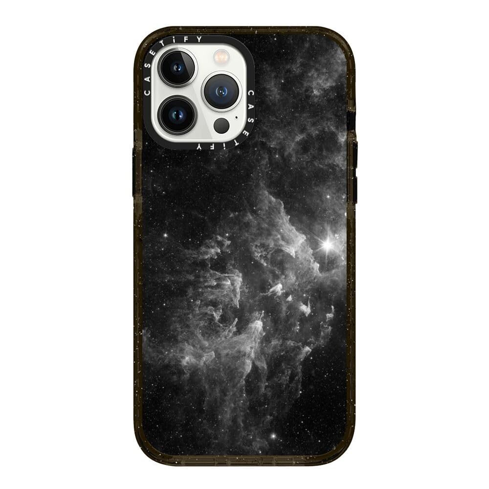 CASETiFY Impact Case for iPhone 13 Pro Max [8.2ft 4X Military Grade Drop Protection/Compatible with Magsafe] - Black Space Marble - Clear Black