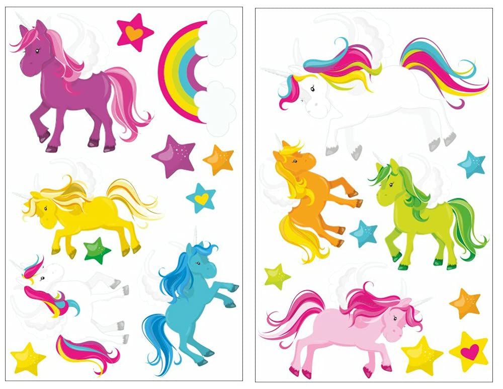 21 Piece Unicorn Wall Tattoo Set for Child's Bedroom Baby Room 2x 16x26cm