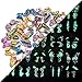 48 PCS 3D Luminous Double Wing Colorful Butterfly Wall Stickers DIY Art Rainbow Decor Crafts for Party Cosplay Wedding Offices Bedroom Living Room Magnets and Glue Sticker Set