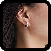 Jugielu Vintage Daisy Flower Hoop Earrings Small Daisy Floral Earrings Floral Huggie Hoop Earring Minimalist Circle Geometric Earring Hollow Circle Dangle Jewelry for Women