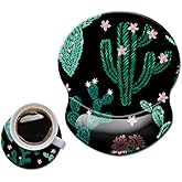 Mouse Pad with Wrist Support, Non Slip Mousepad Wrist Rest for Office, Computer, Laptop & Mac- Durable & Comfortable & Lightweight Ergonomic Support Mouse Mat Cute Cactus