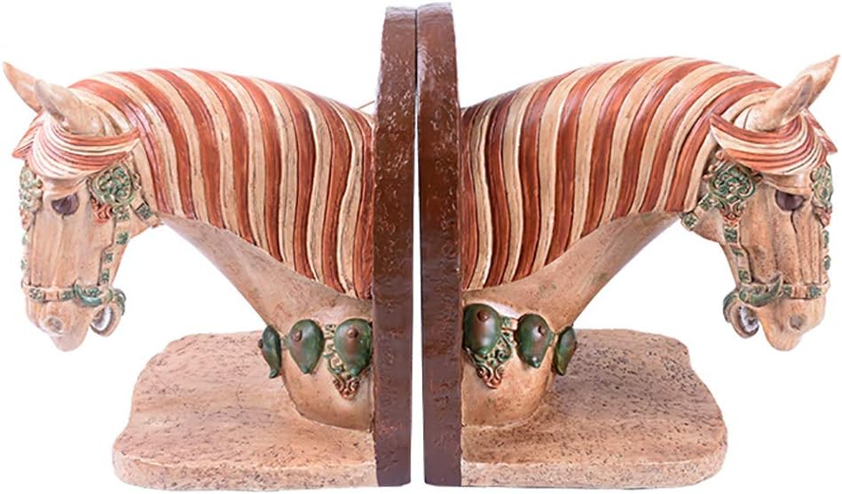 Book Stand Bookends Art Horse Head Simulation Delicate Statue Decoration Creative Vintage Holder Villa Entrance Living Room Study Room Library Office Book End Ornaments 1 Pair