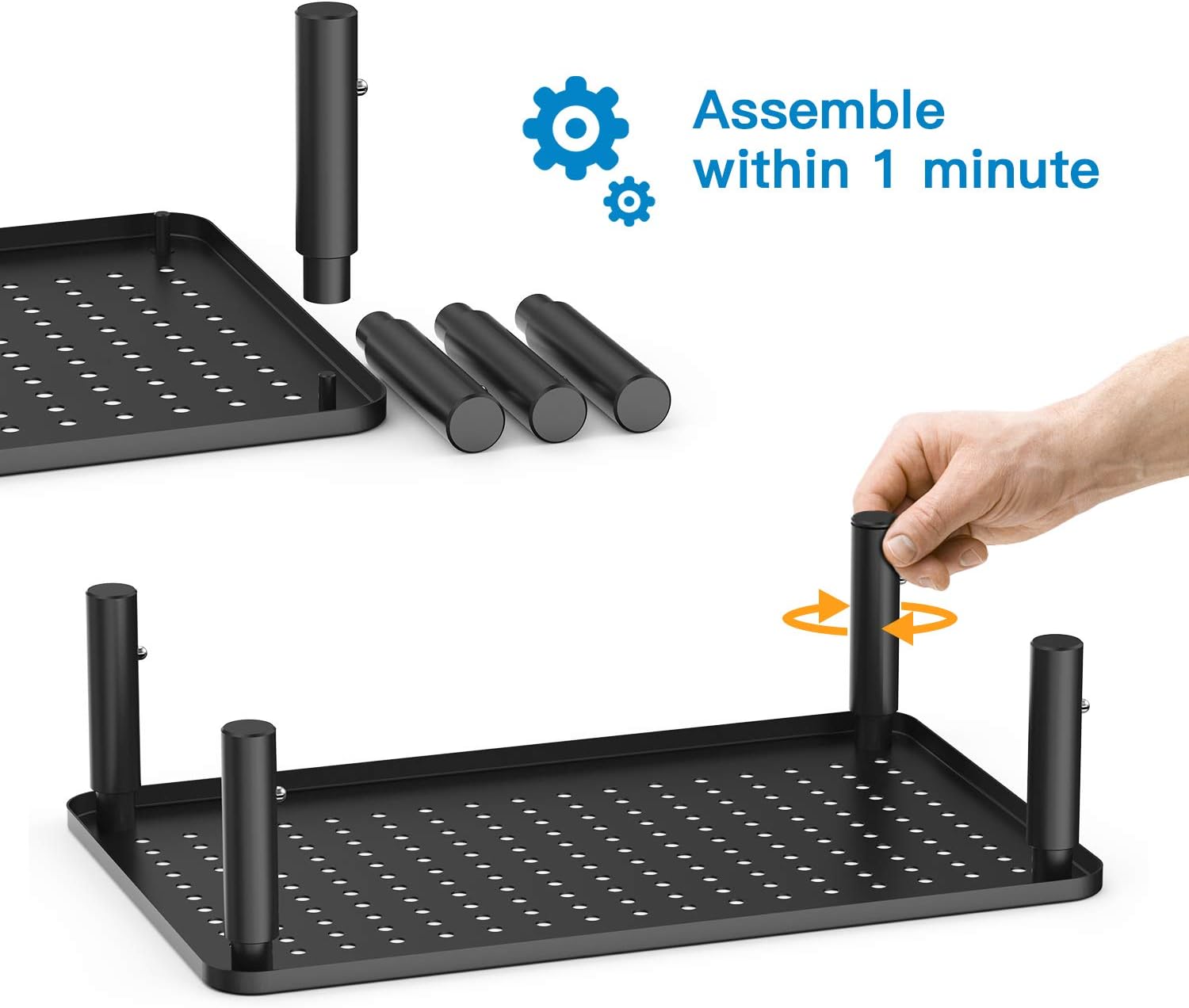 Monitor Stand Riser - 3 Height Adjustable Monitor Stand for Laptop, Computer, iMac, Pc, Printer, Desktop Ergonomic Metal Monitor Riser Stand with Mesh Platform for Airflow by HUANUO (HNLL3-0) : Office Products