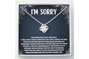 FG Family Gift Mall Im Sorry Gifts For Her, Apology Gifts For Her, I Love You I'm Sorry Gift, Giant Sorry Forgiveness Necklace with Message Card and Gift Box