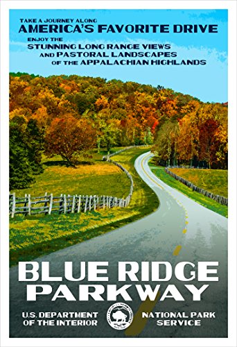National Park Posters Blue Ridge Parkway Original Artwork - 13" x 19" by Rob Decker - WPA Style