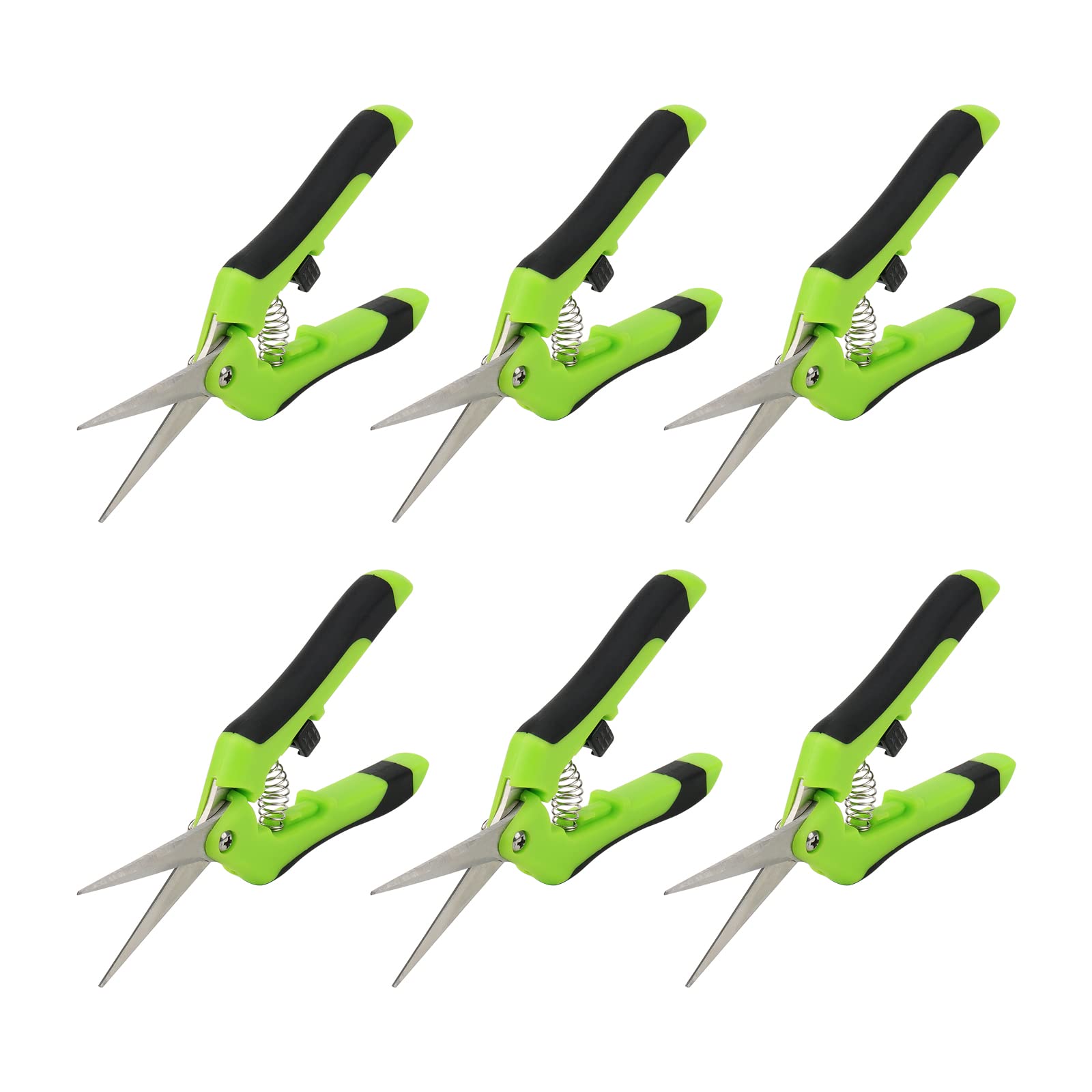 ZEONHAK 6 PCS 6.5 Inch Green Bud Trimming Scissors, 16.5cm Micro Tip Hand Pruning Snip, Straight Tip Pruning Shears for Gardening Plant