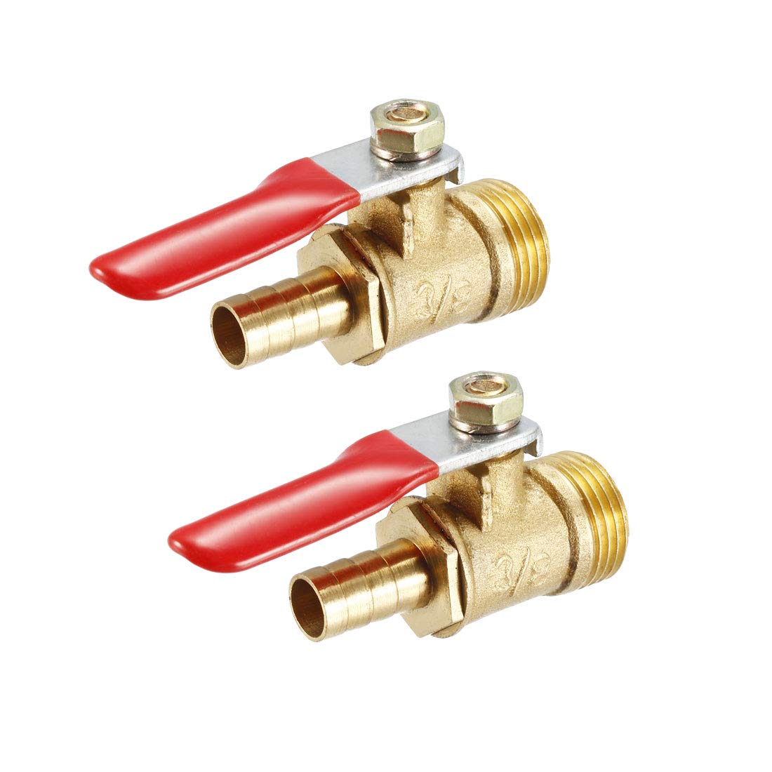 uxcell Brass Air Ball Valve Shut-Off Switch G3/8 Male to 5/16" Hose Barb Pipe Tubing Fitting Coupler 180 Degree Operation Handle 2Pcs