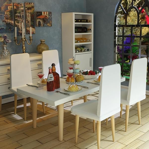 Cuisine Dollhouse - 7 Pièces En Bois - Échelle 1:12 - Armoire évier, Table Gaz, Hotte, Comptoirs - Accessoires Maison De Poupée