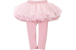 Evelin BEE Baby Girls Stretchy Elastic Waist Footless Leggings Pants with Lace Ruffle Tutu Skirt