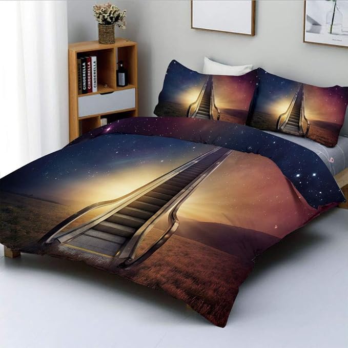 Juego de Funda nórdica, Escalera mecánica hasta Space Galaxy Starry Sky