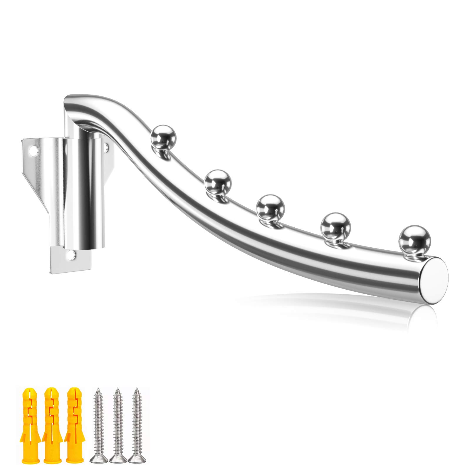 Retractable Laundry Hangers Rack, Wall Mounted Clothes Hanger with Swing Arm, Metal Space Saving Garment Racks Coat Hooks Closet Rods folding wall mounted clothes hanger for Bathrooms Balconies, 1 PCS