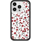 Wildflower Cases - Compatible with iPhone 15 Pro | Red, White, Floral, Roses, Trendy, Coquette - Protective Black Bumper, 6.5ft Drop Test Certified, Women Owned Small Business | Red Roses