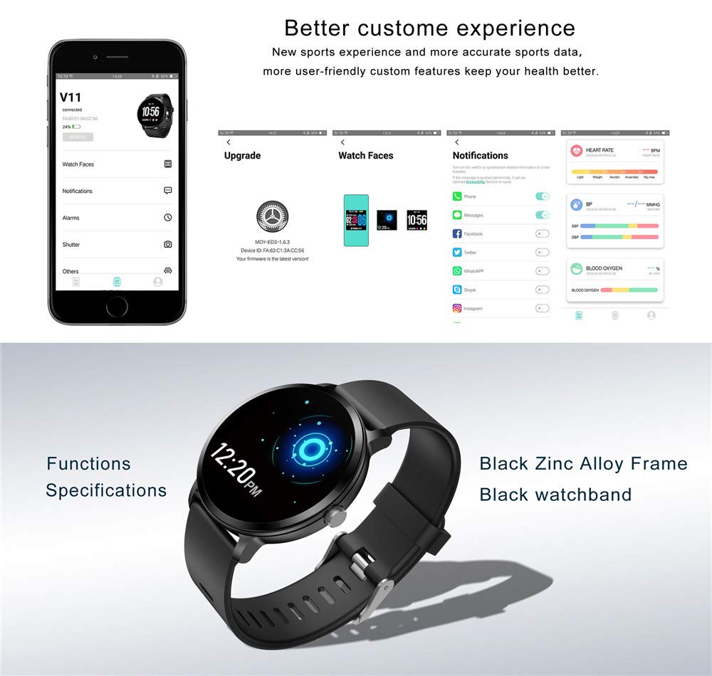 WCPZJS V11 Reloj Inteligente Monitor de Ritmo cardíaco ...