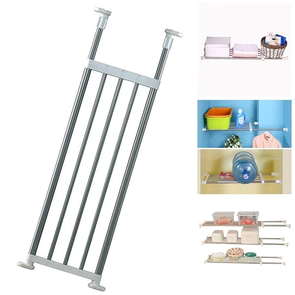 BAOYOUNI EXPANDABLE CLOSET TENSION SHELF ROD ORGANIZER ADJUSTABLE...