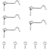 Waziaqoc 1.5 Inch Hook and Eye Latch, Silver, 5PCS | Heavy Duty Iron, Barn Door Lock Privacy Lock, Screw Fixing Type, For Sliding Door Barn Door Gate Window Cabin