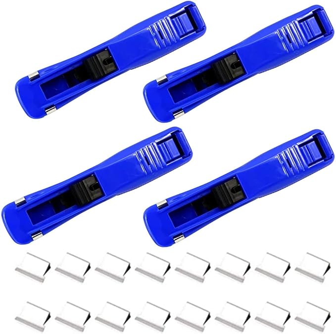 LONG TAO 4 Pcs Portable Clam Clip Dispenser Handheld Paper Fast Clam Clip Stapler