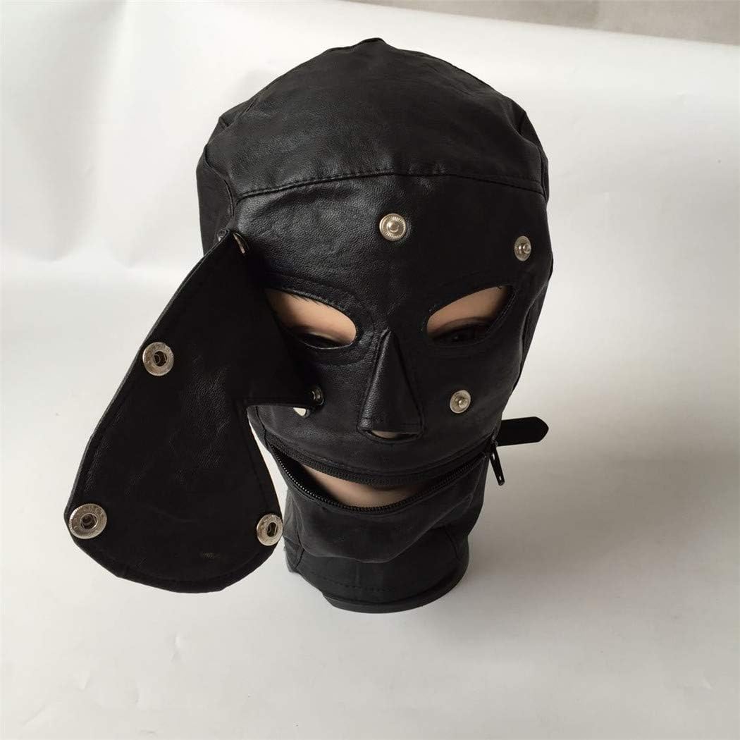 Role Play Game Set Zippers Mouth Headgear Hood Mask Helmet Balaclava Faux Leather Masquerade Hallowmas Cosplay Costume Accessory