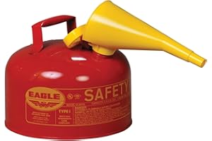Eagle UI-25-FS Type I Metal Safety Can with F-15 Funnel, Flammables, 11-1/4" Width X 10" Depth, 2-1/2 Gallon Capacity, Red