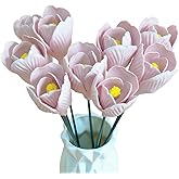 seahdunt Handmade Porcelain 3D Ceramic Tulip Flower, Eternal Flower Decoration for Home Office Decor Set of 9(Pink)