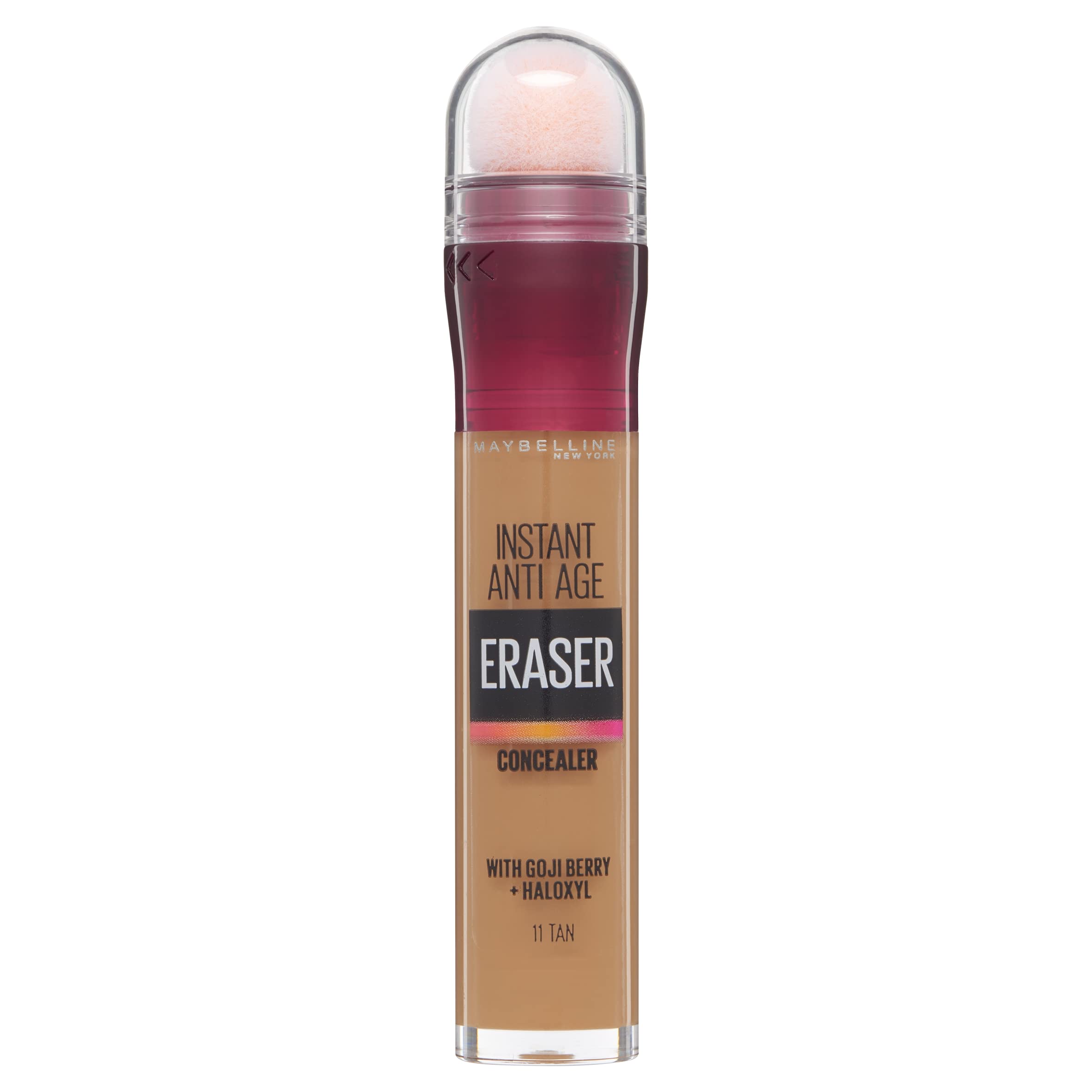 Maybelline Instant Anti-Age Eraser Eye Concealer for Face, Dark Circles, Blemish & Fine Lines Concealer, Full Coverage, Dermatologist Tested, Suitable for Sensitive Skin, Shade: 11 Tan