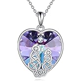 POPLYKE Cat Necklace for Women 925 Sterling Silver Celtic Knot Double Cat Amethyst Pendant Jewelry Gifts for Women Sister Bestie