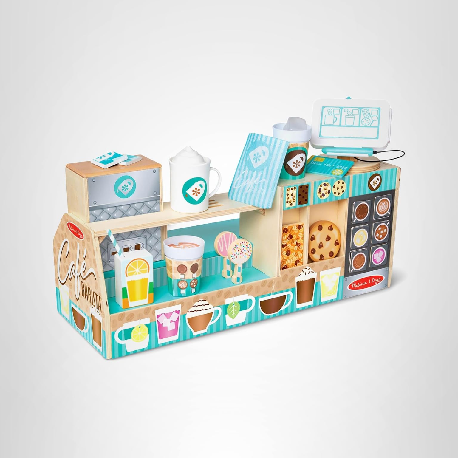 Melissa & Doug Wooden Café Barista Coffee Shop (35 Pieces) - FSC Certified