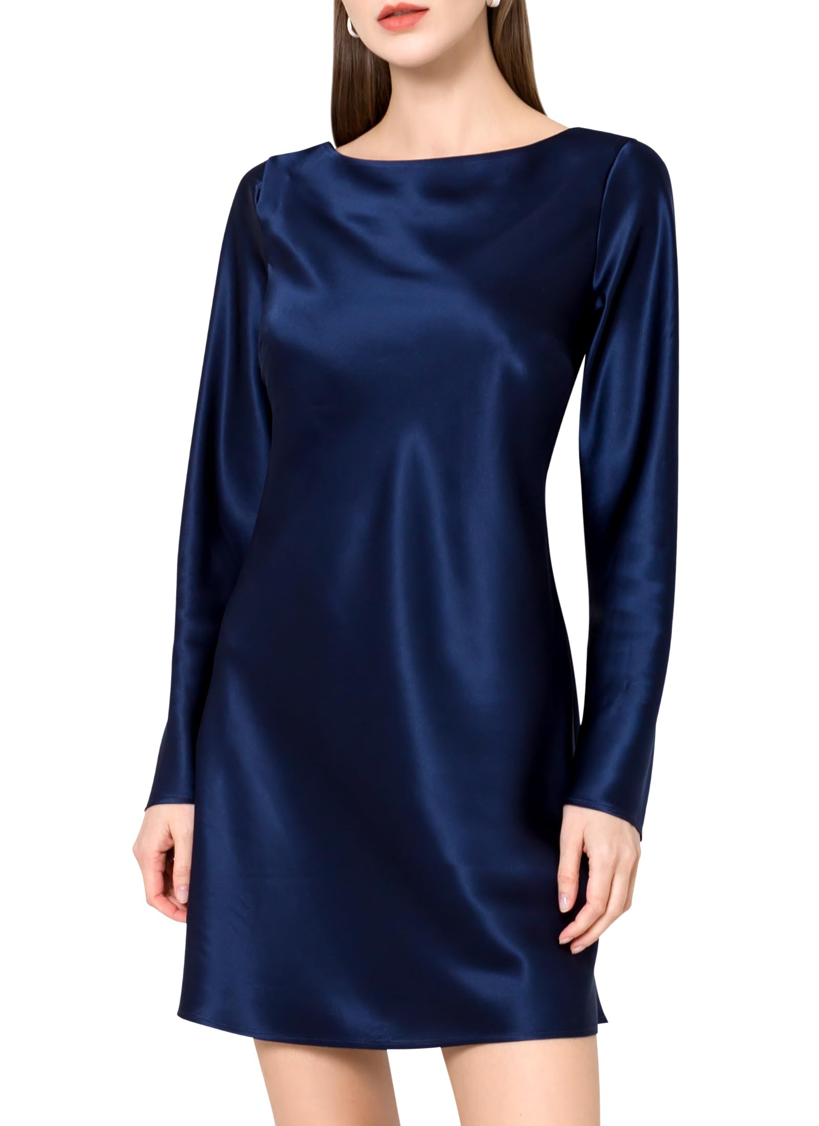 Mulberry Silk Long Dress Pleated Tie Neck Classic Bespoke Creation Saga