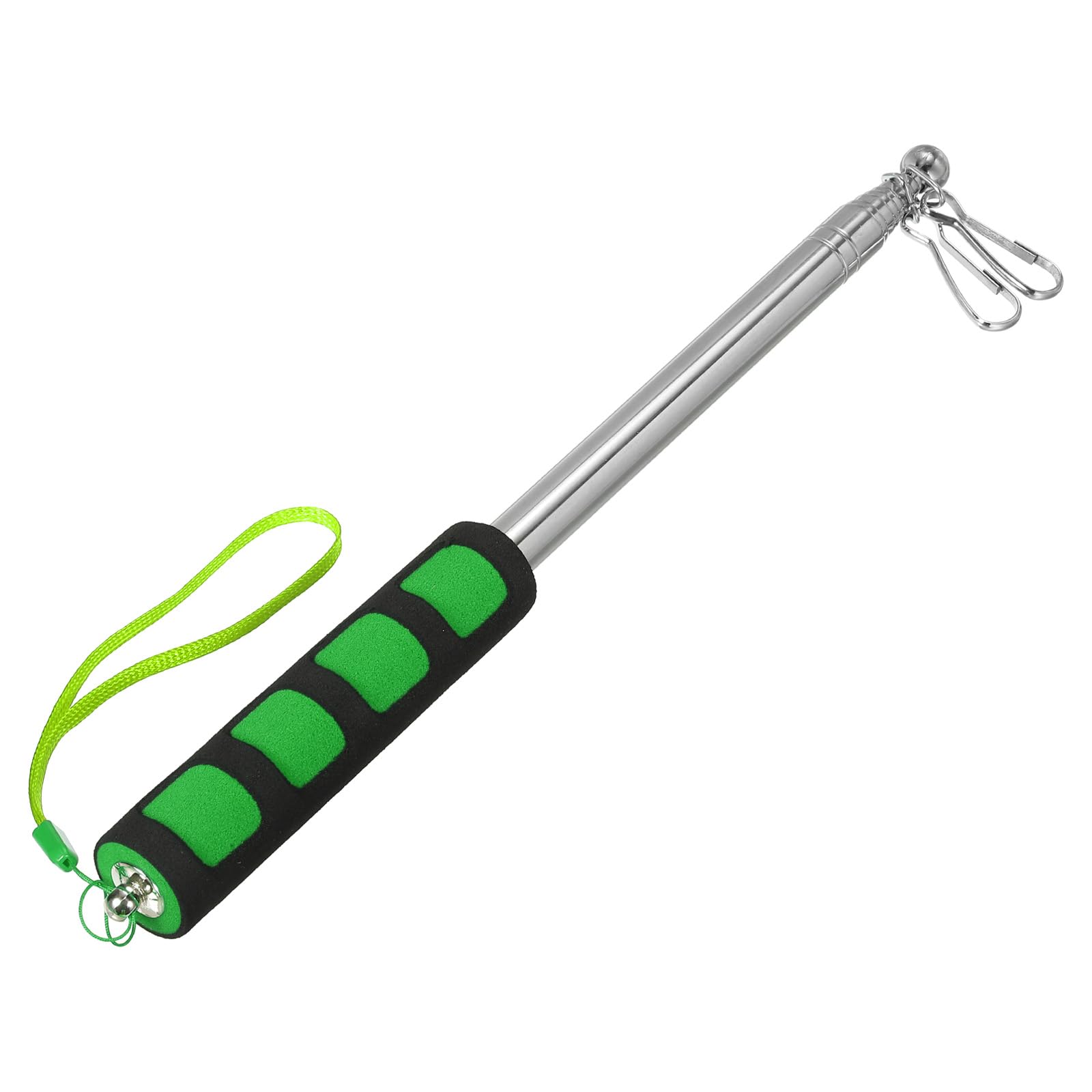 PATIKIL Telescopic Handheld Flagpoles, 6.5 Feet Sponge Handle Stainless Steel Telescoping Flag Poles Tour Guide Flag Pole with Clips, 9 Sections, Green