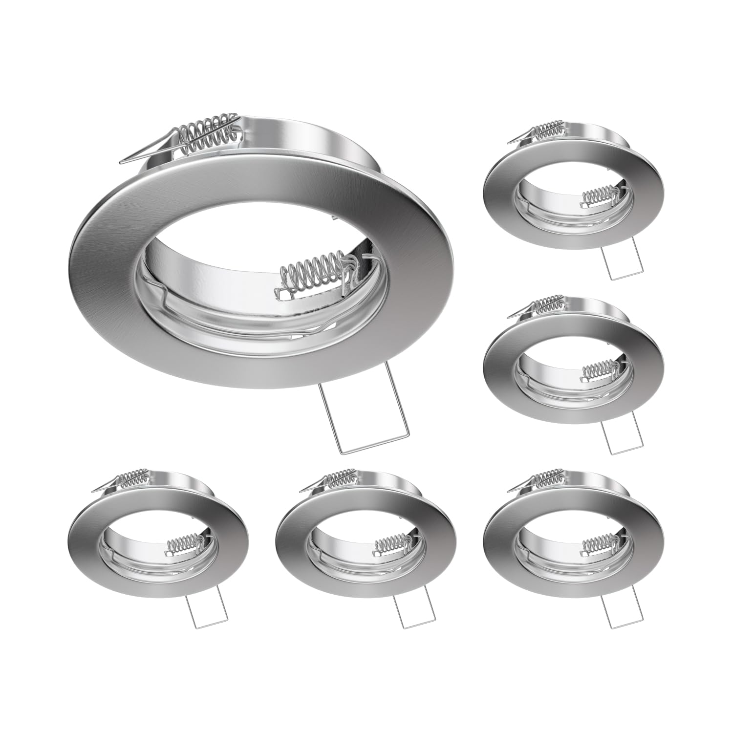 ledscom.de 6 pcs. recessed Ceiling Frame Fere, Round, Stainless Steel matt
