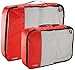 Amazon Basics Packing Cubes for Travel, Packing Organizers Set, 4-Piece-Set (2 Medium And 2 Large) With Double Zipper Pulls and Mesh Top Panel, 100% Durable Polyester, Red