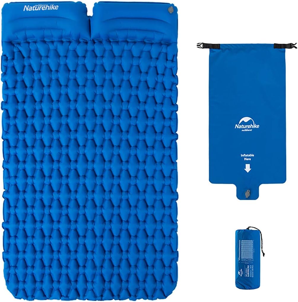 iBasingo Inflatable Mat Camping Tent Air Mat Outdoor Picnic TPU Double Sleeping Pad Ultralight Moisture-proof Cushion Air Mattress with Pillow Air Bag