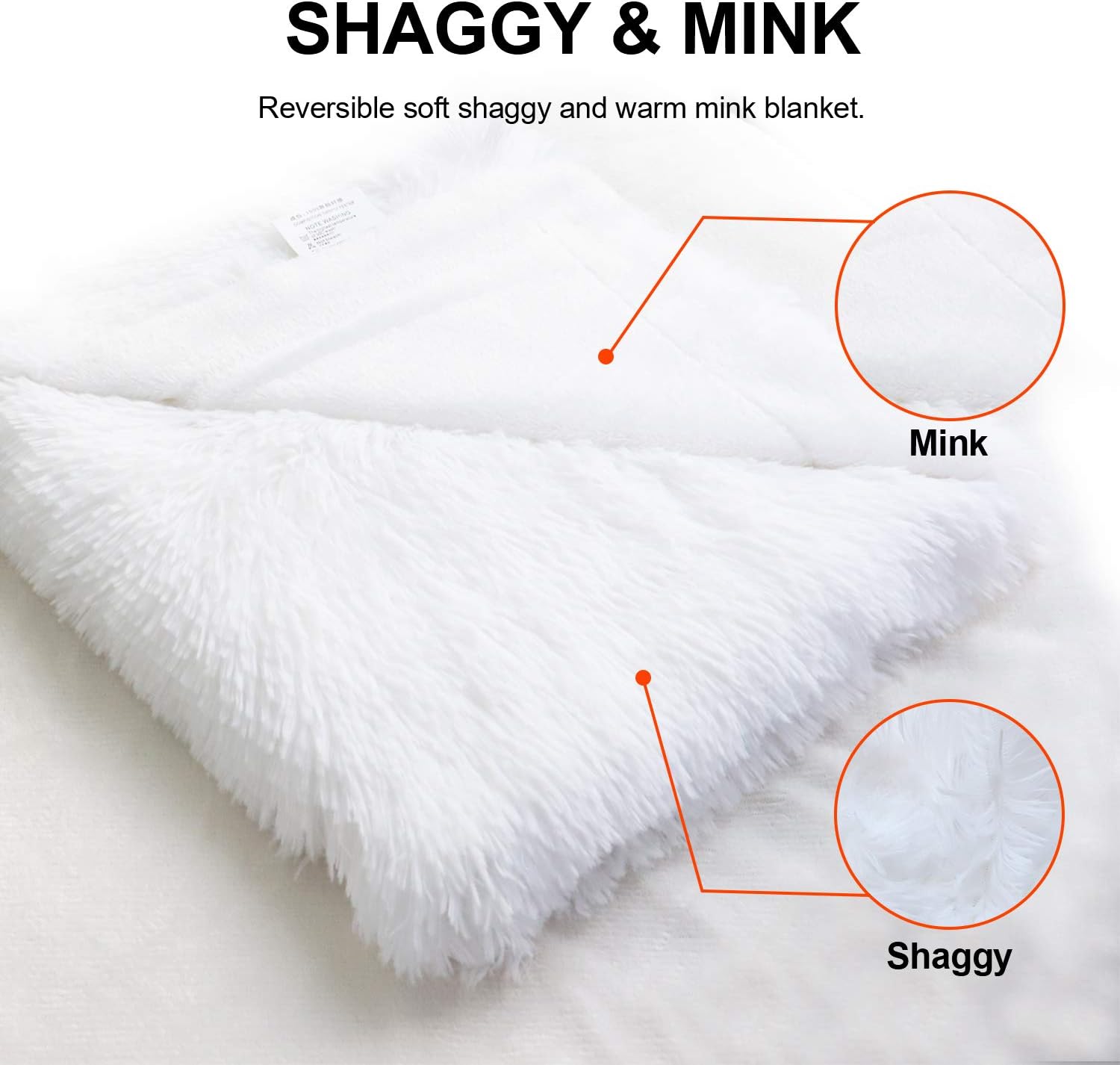 Decorative Extra Soft Faux Fur Throw Blanket 50" x 60",Solid Reversible Fuzzy Lightweight Long Hair Shaggy Blanket,Fluffy Cozy Plush Fleece Comfy Microfiber Fur Blanket for Couch Sofa Bed,Pure White: Home & Kitchen