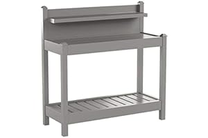 DURATREL Dura-Trel Greenfield PVC Vinyl Indoor Outdoor Table Potting Bench Station with Shelf for Plant Accessories & Gardening Supplies Storage, Mocha