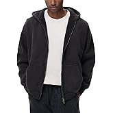 ATOFY Mens Womens Fleece Double Zip Up Hoodies Oversized Acid Wash Vintage Heavyweight Sweatshirt Hooded Jacket