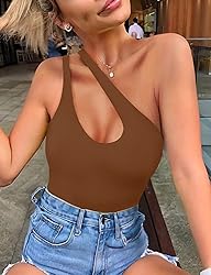 SAUNGKUAI Women's Sexy One Shoulder Sleeveless