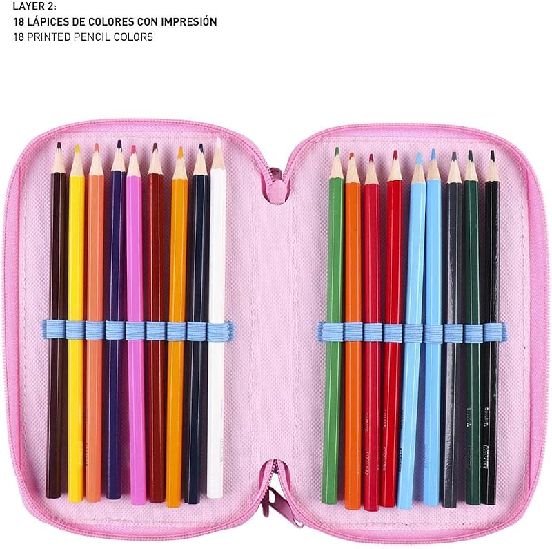 - Estuche Escolar 3 Compartimentos Niña de Princesas Disney | Incluye Todo el Material Escolar Necesario para Preescolar y Primaria - Licencia Oficial Disney